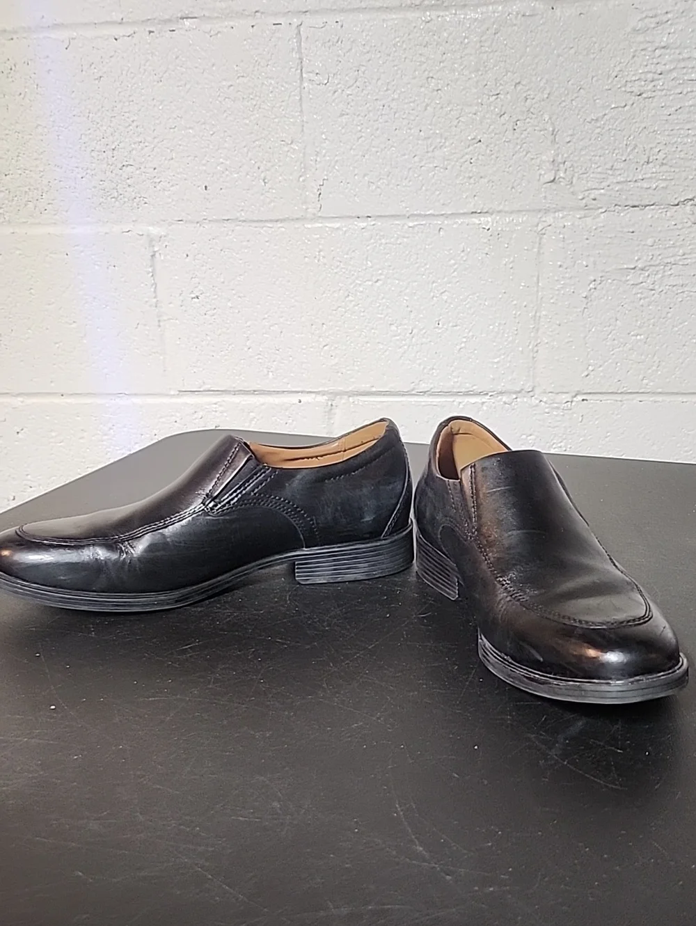 Clarks Dresslite Step Black Leather Slip-On Loafers